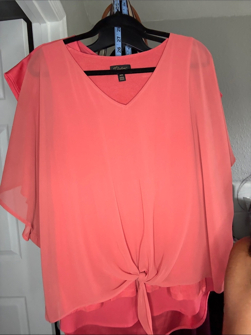 Thalia Sodi Coral Tie-Front V-Neck Blouse